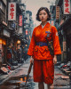 The image shows a woman in a bright orange emergency services uniform standing in a narrow alley lined with signs and lanterns. She appears resolute, ready to face whatever challenges lie ahead in the chaotic urban environment.

*****************************************************
For image-quality properties, you will get:

- Resolution: 2048 by 2560 pixels
- Megapixels: 5.2 sRGB
- PPI: 85 ppi
- JPG Compression quality: 92 / 100

#UrbanArt #NeonAesthetics #AsianCulture #ModernTradition #CyberpunkVibes #FemaleEmpowerment #MetropolisArt #ContemporaryAsianArt