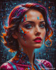 In the image, we see the initial transformation. The woman's hair is a swirl of technicolor hues, while pixelated fragments appear to be detaching from her skin. The background resembles a complex circuit board, suggesting the merging of flesh and technology.

*****************************************************
For image-quality properties, you will get:

- Resolution: 2048 by 2560 pixels
- Megapixels: 5.2 sRGB
- PPI: 85 ppi
- JPG Compression quality: 92 / 100

#DigitalArt #PortraitArt #TechAesthetics #ContemporaryArt #AIPaintings #ColorfulPortraits #DigitalBeauty #AbstractRealism #ModernIdentity #TechnoArt #HumanTechFusion #VibranceAndPixels #DigitalEvolution #ArtisticInnovation #FuturisticPortraits #CreativeTechnology #DigitalMosaic #AestheticRevolution #TechnoBeauty #HybridArt