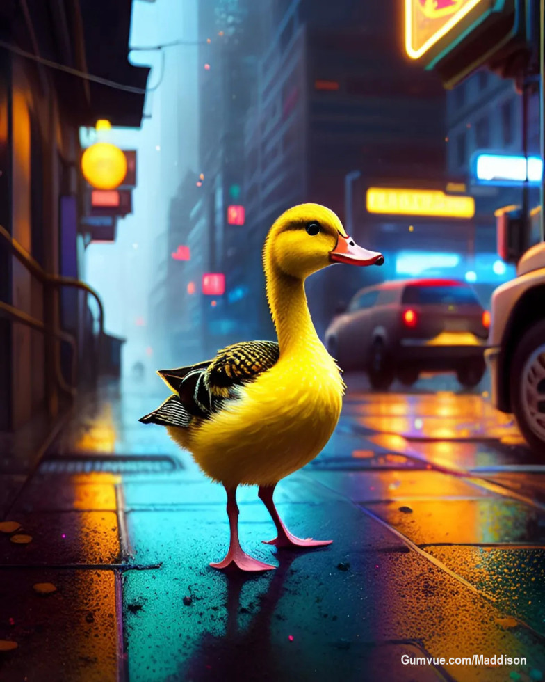 Part of the ducks in the cyberpunk city series